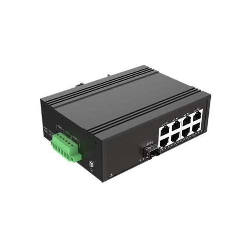 8口千兆工业级光纤收发器 导轨式安装，内置4kV防雷电路，保障环保设备通信稳定